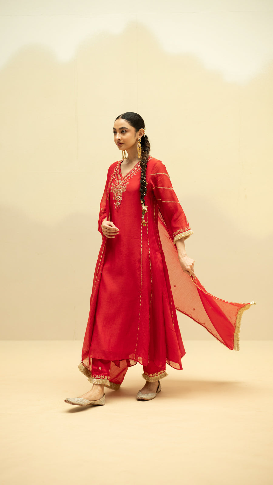 Chaandbali Mul Chanderi Aline Kurta Set