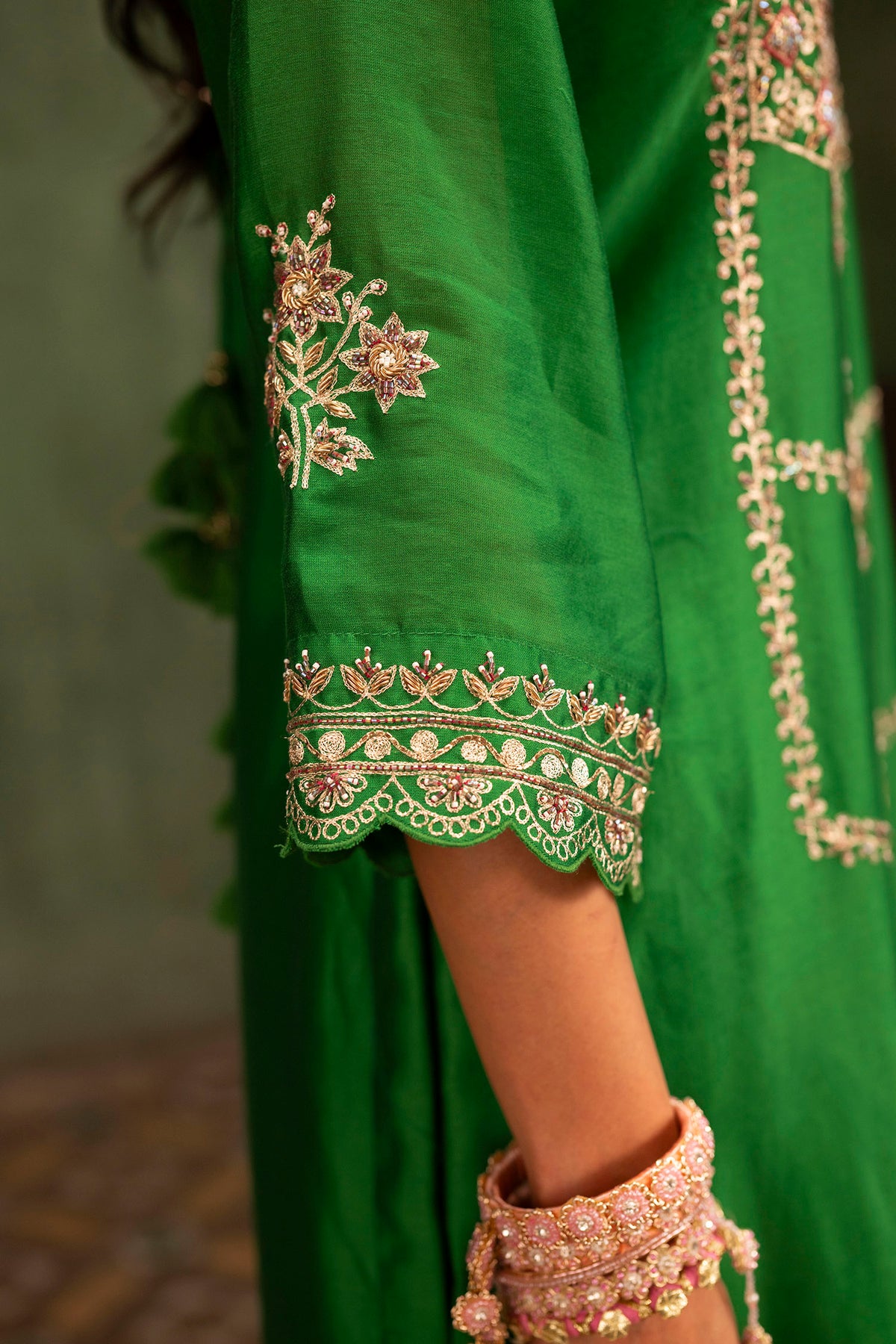 Mahiya Raw Silk Sharara Set in Green