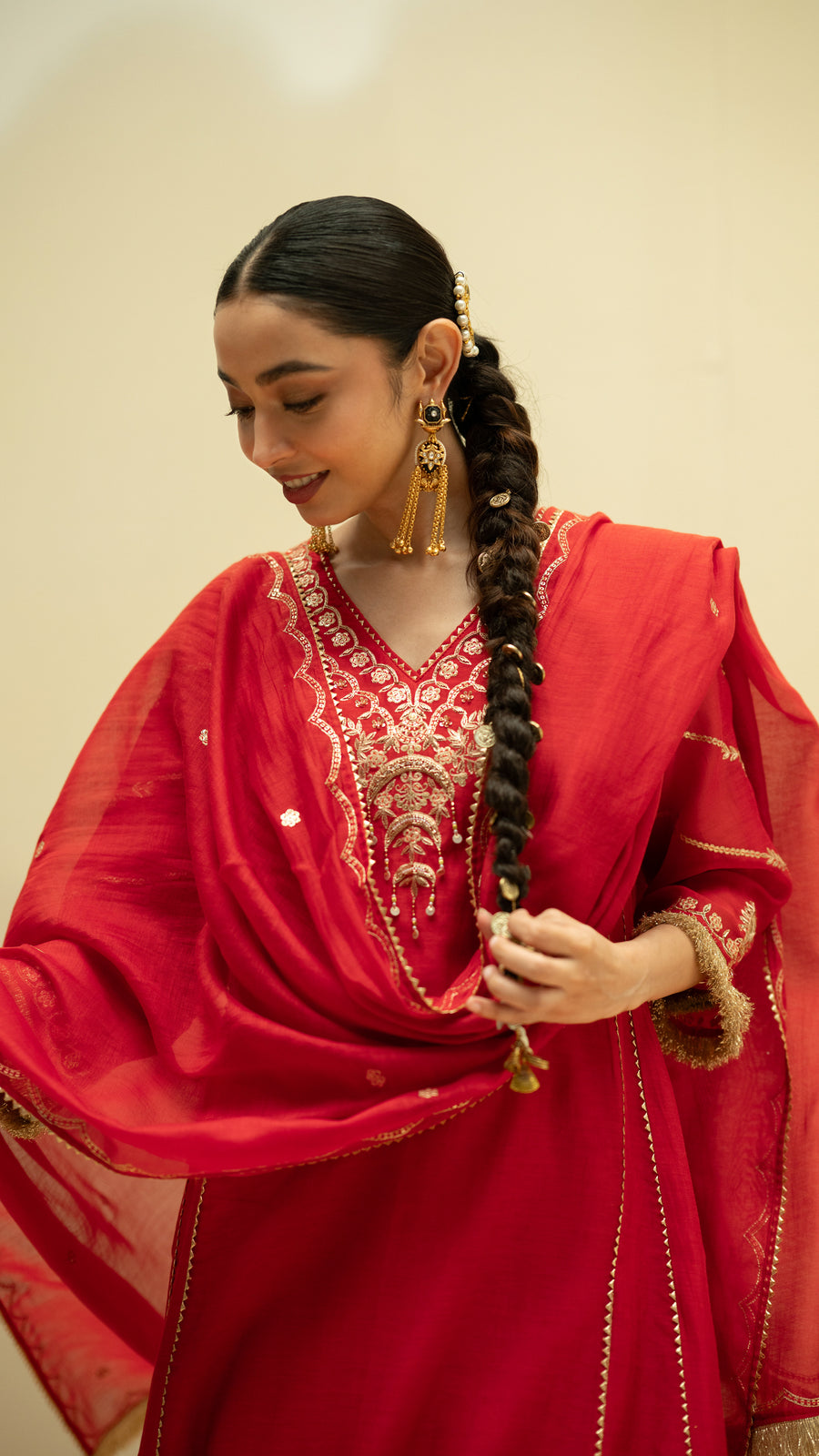 Chaandbali Mul Chanderi Aline Kurta Set