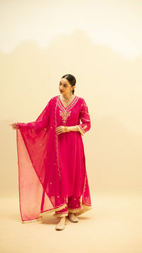 Chaandbali Mul Chanderi Aline Kurta Set