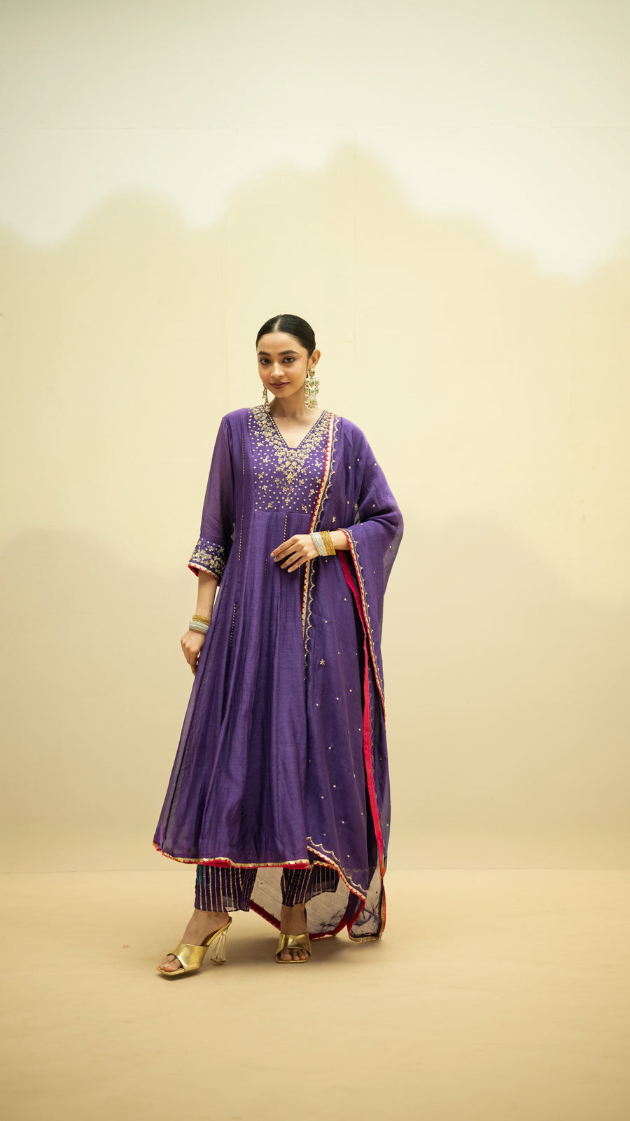 Taarini Mul Chanderi Anarkali Set