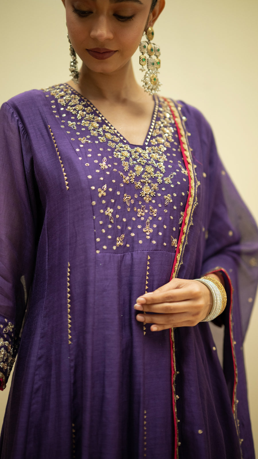 Taarini Mul Chanderi Anarkali Set