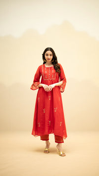 Chandini Mul Chanderi Aline Kurta Set