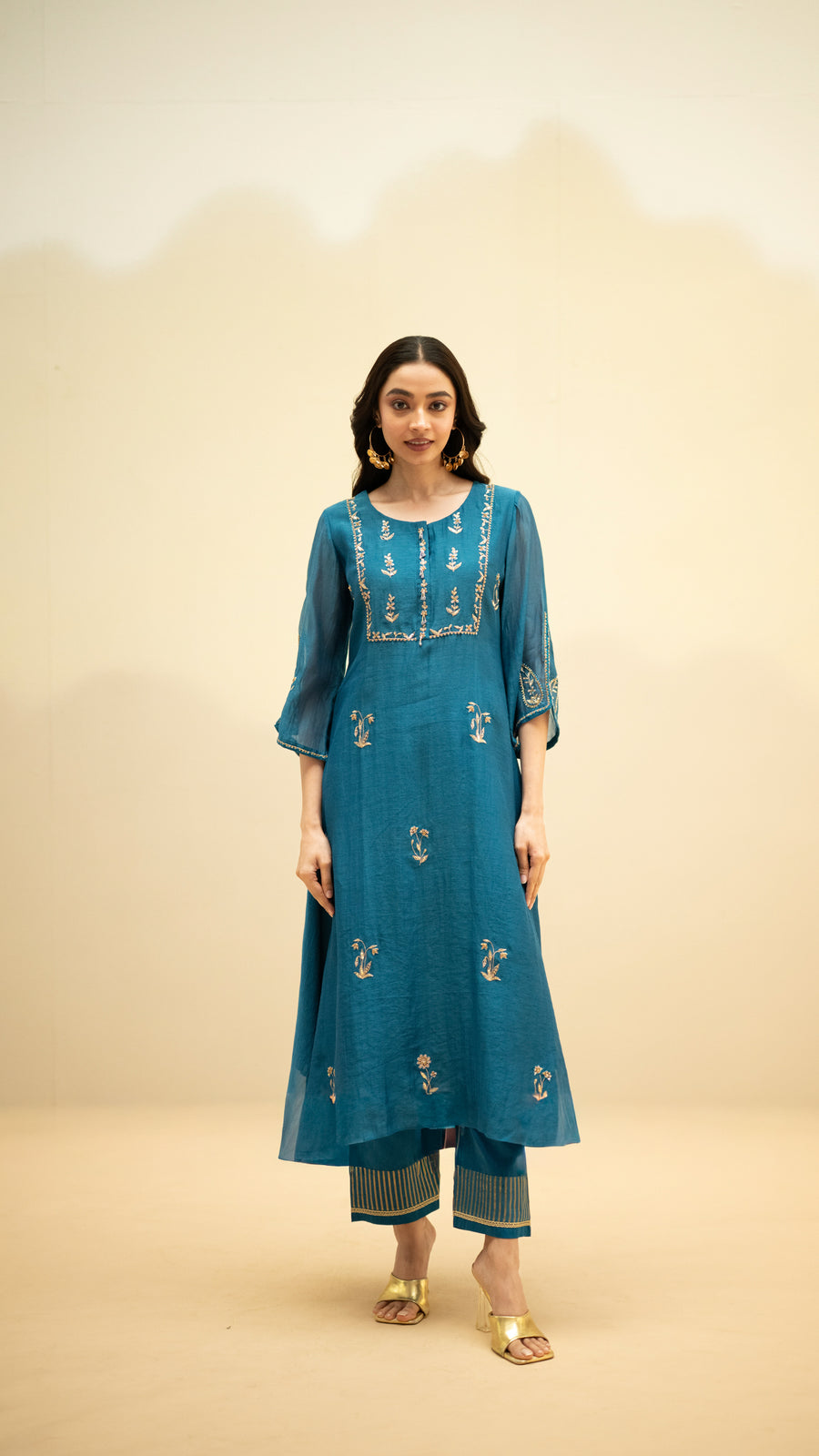 Chandini Mul Chanderi Aline Kurta Set