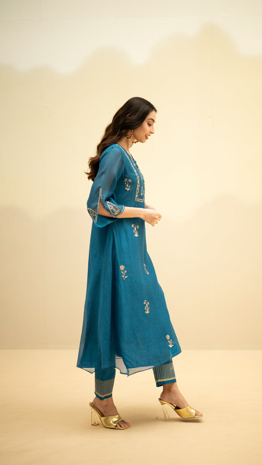 Chandini Mul Chanderi Aline Kurta Set