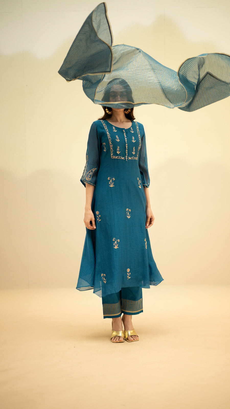 Chandini Mul Chanderi Aline Kurta Set