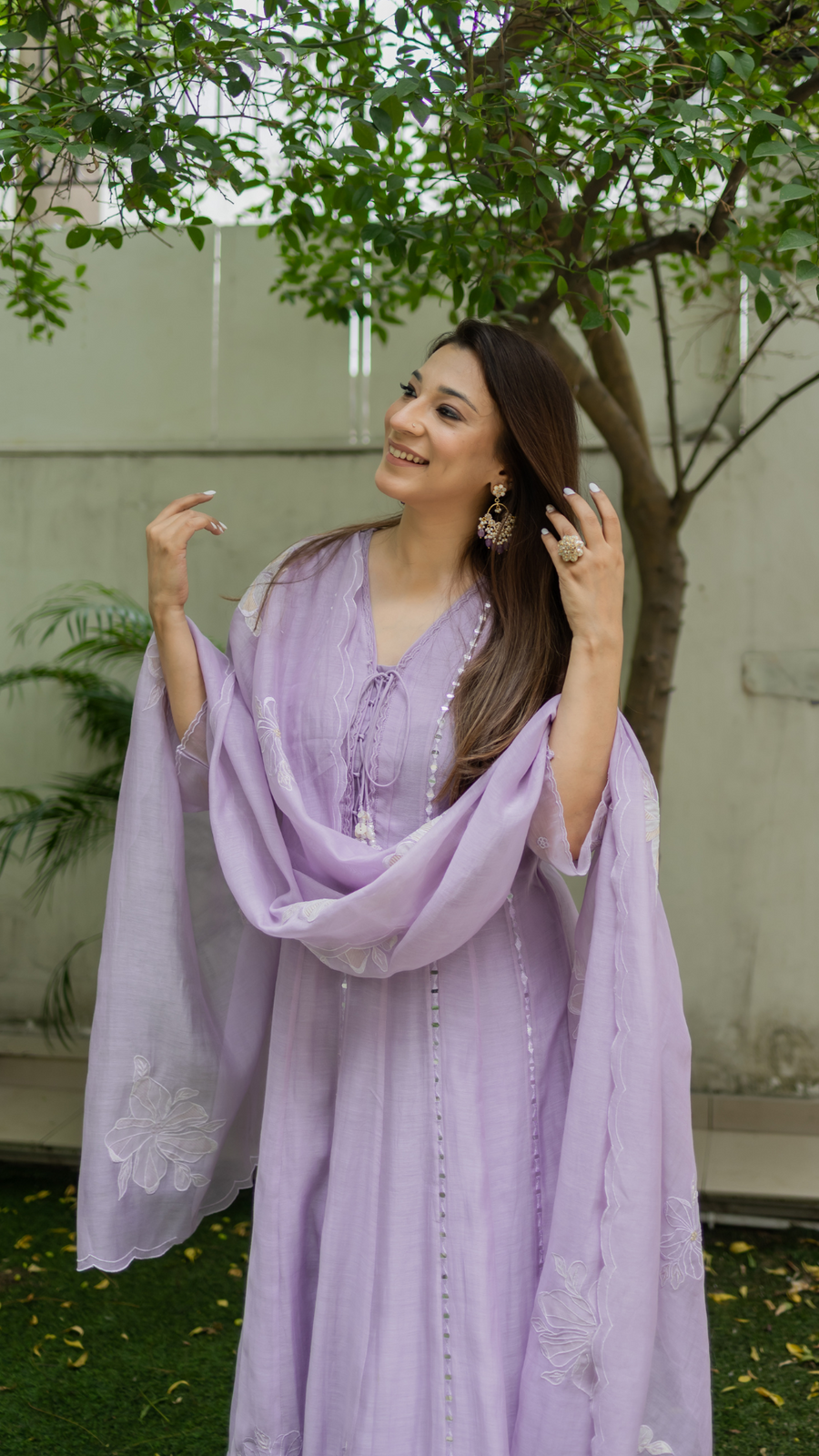 Zara Mul Chanderi Anarkali Set