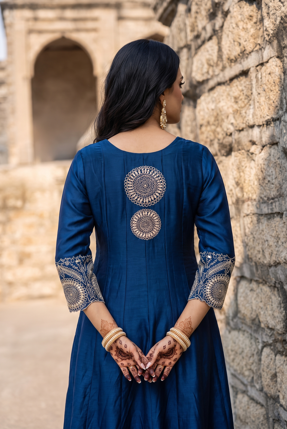 Deewani Silk Chanderi Anarkali Set in Red Berry