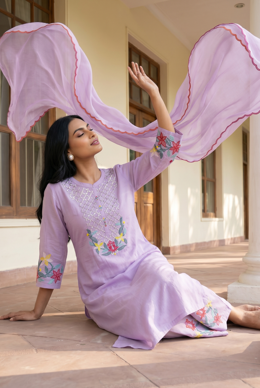 Firefly Mul Chanderi Kurta Set