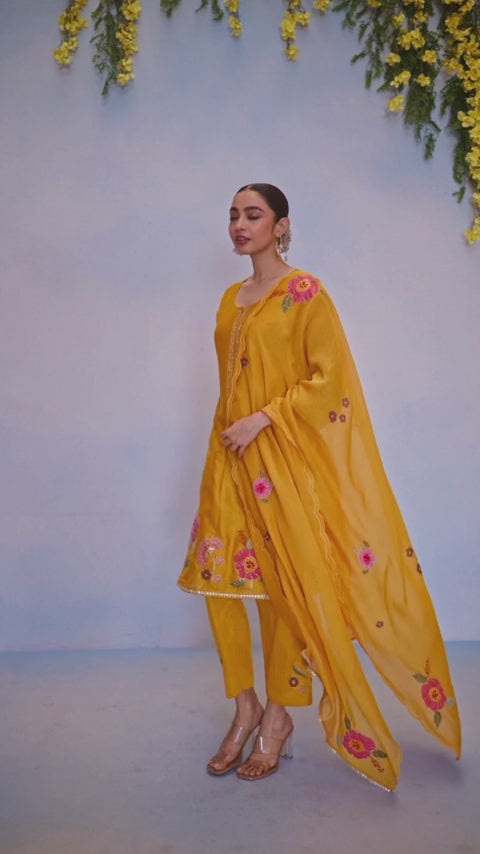Gul Silk Chanderi Anarkali Set