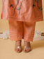 AM Floral Applique Kurta Set (Coral Peach)