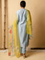 AM Floral Applique Kurta Set (Sky Blue)