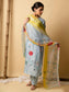 AM Floral Applique Kurta Set (Sky Blue)