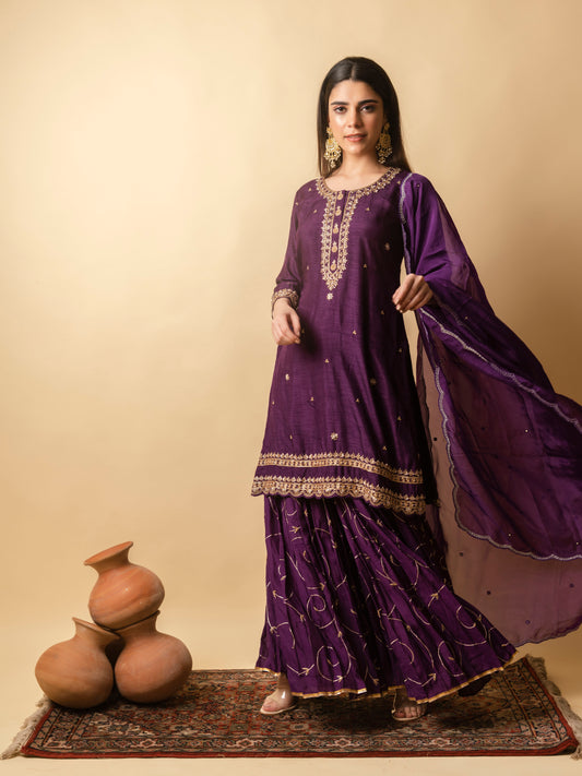 AM Dahliya Sharara Set (Purple)