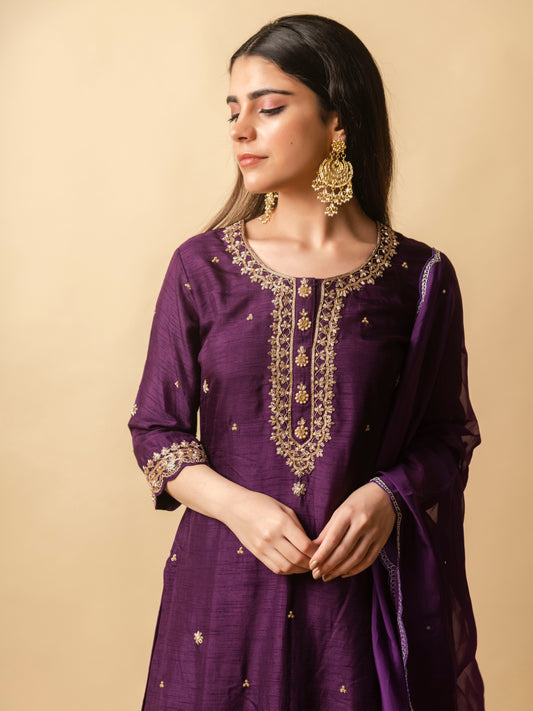 AM Dahliya Sharara Set (Purple)