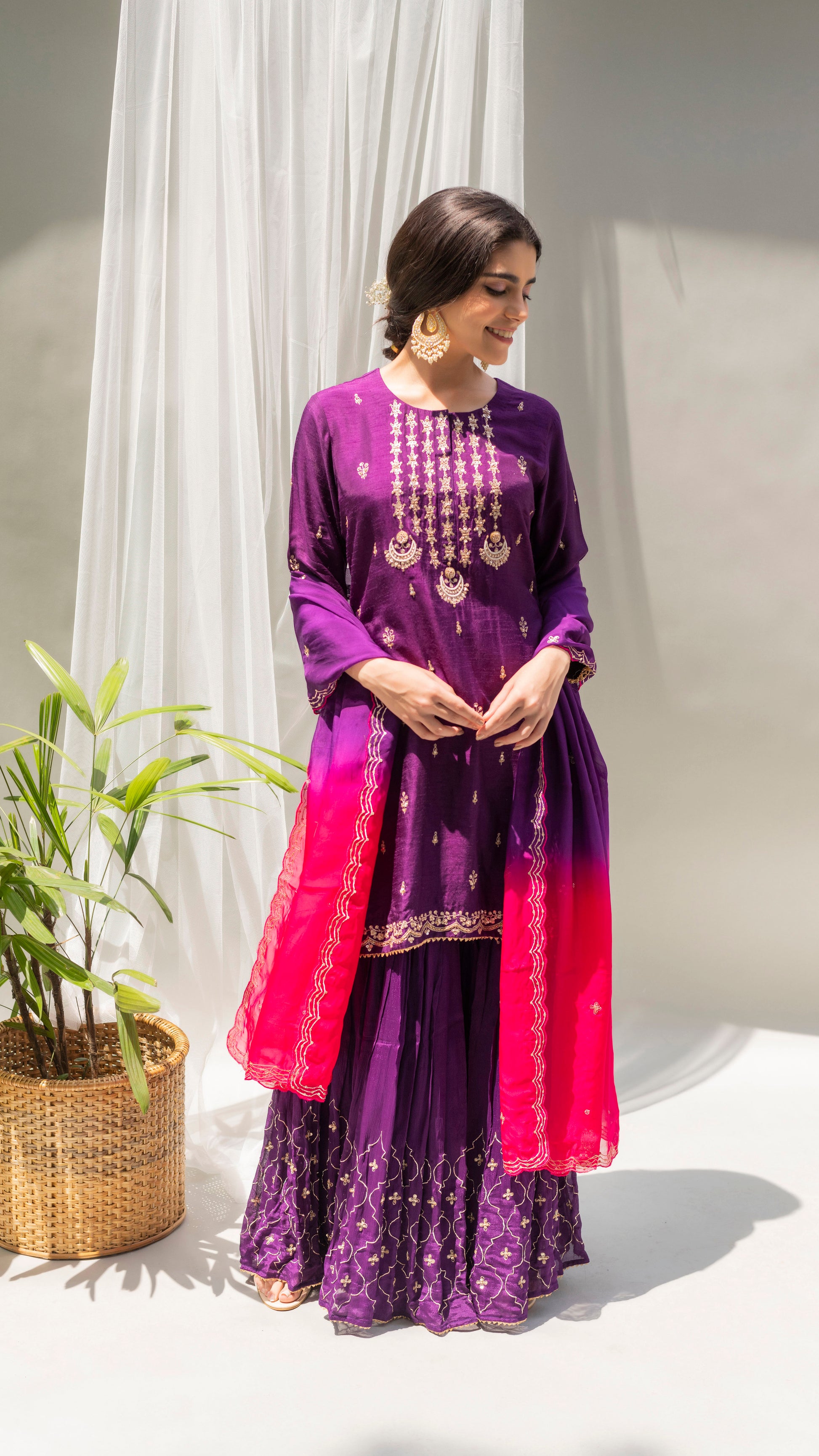 Chandbali Sharara Set (Purple)