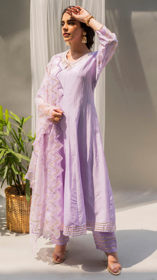 Alia Anarkali Set (Lavender)