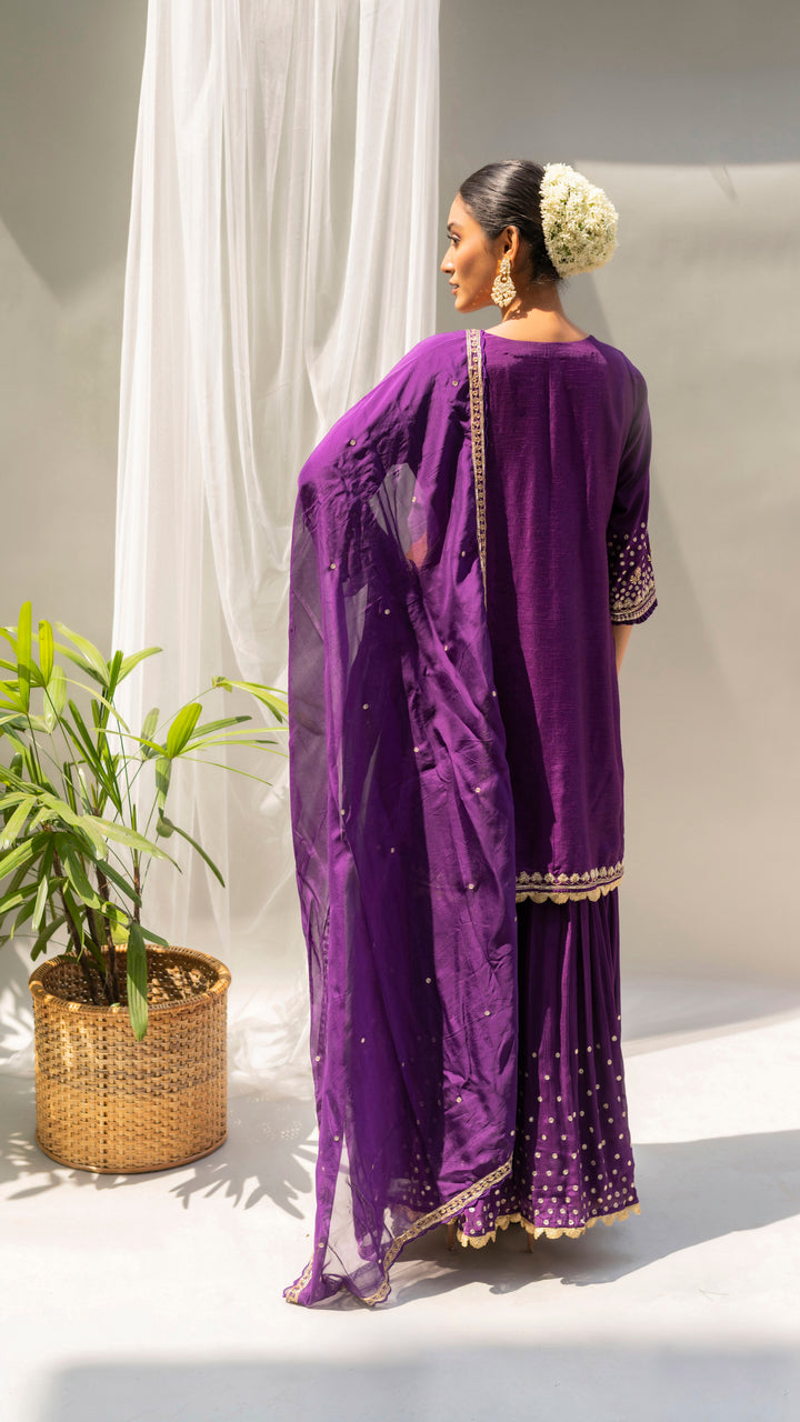 Gulmohar Sharara Set (Purple)