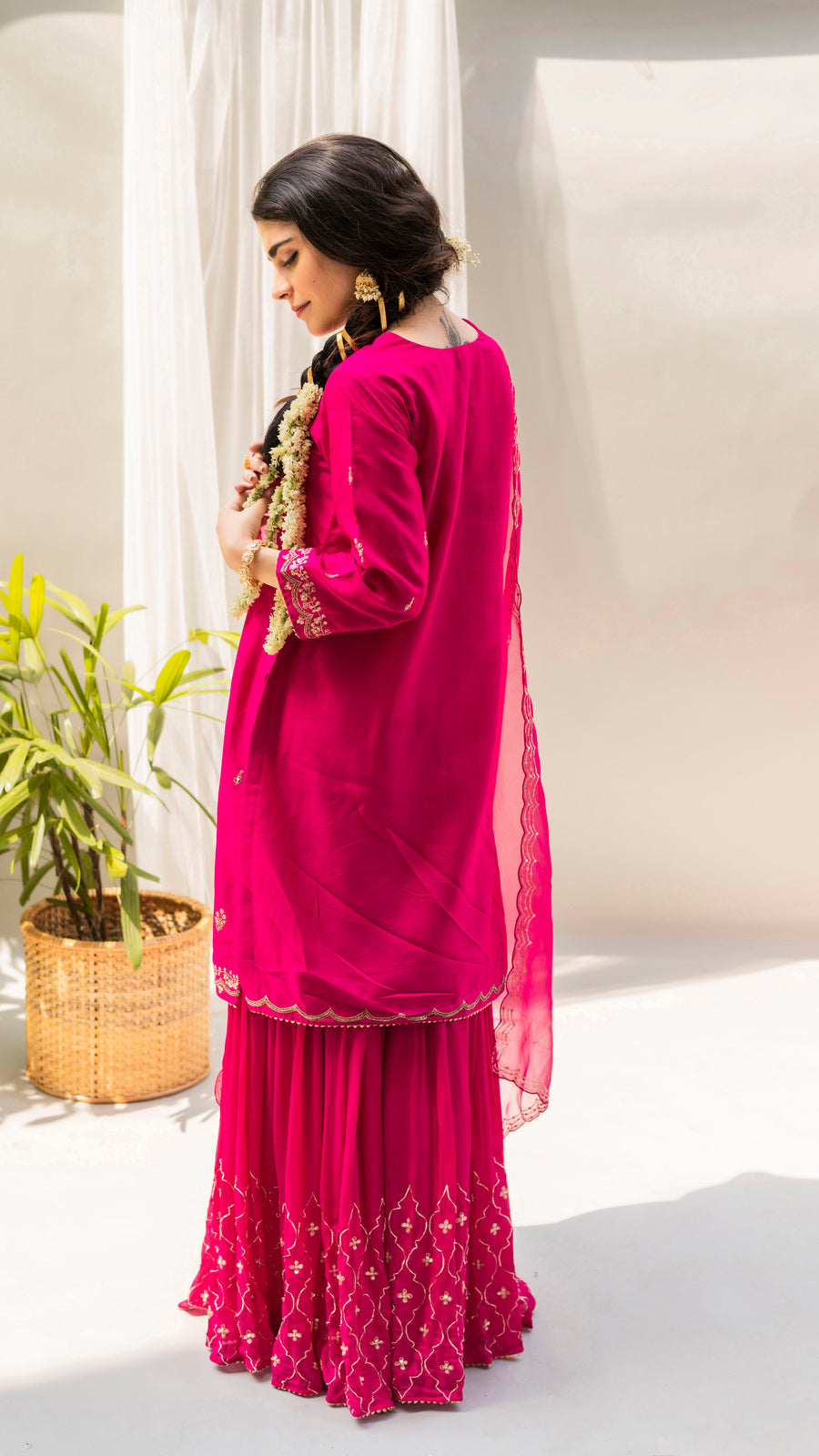 Chandbali Sharara Set (Fuchsia)