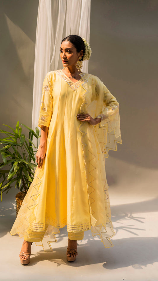 Alia Anarkali Set (Summer Yellow)