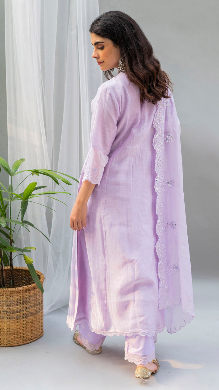 Saadgi A-line Kurta Set (Lavender)
