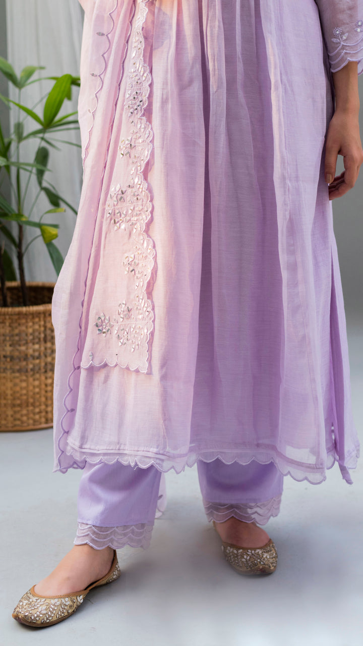 Saadgi A-line Kurta Set (Lavender)