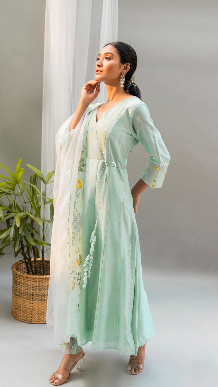 Seher A-line Kurta Set (Aqua Green)