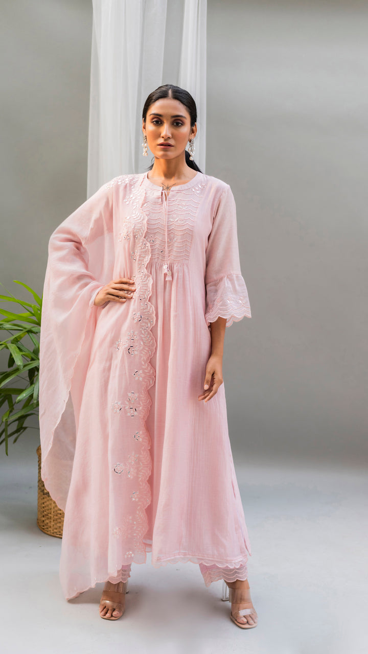 Saadgi A-line Kurta Set (Baby Pink)