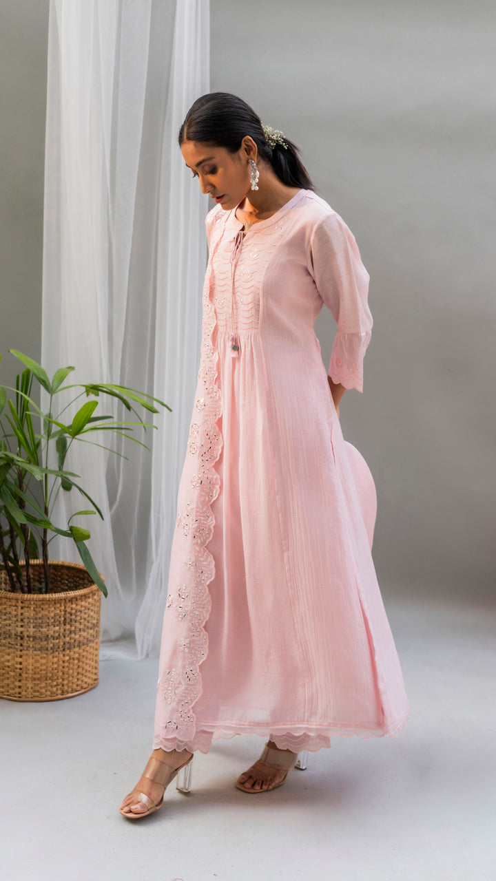Saadgi A-line Kurta Set (Baby Pink)