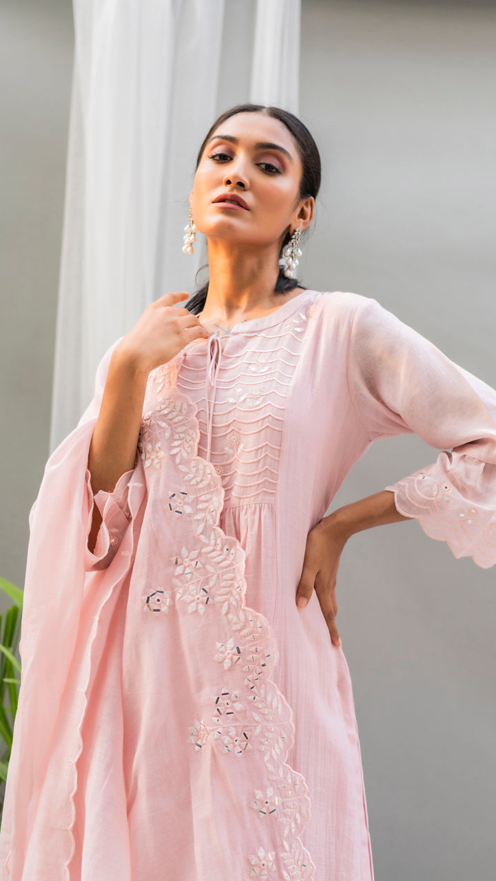 Saadgi A-line Kurta Set (Baby Pink)