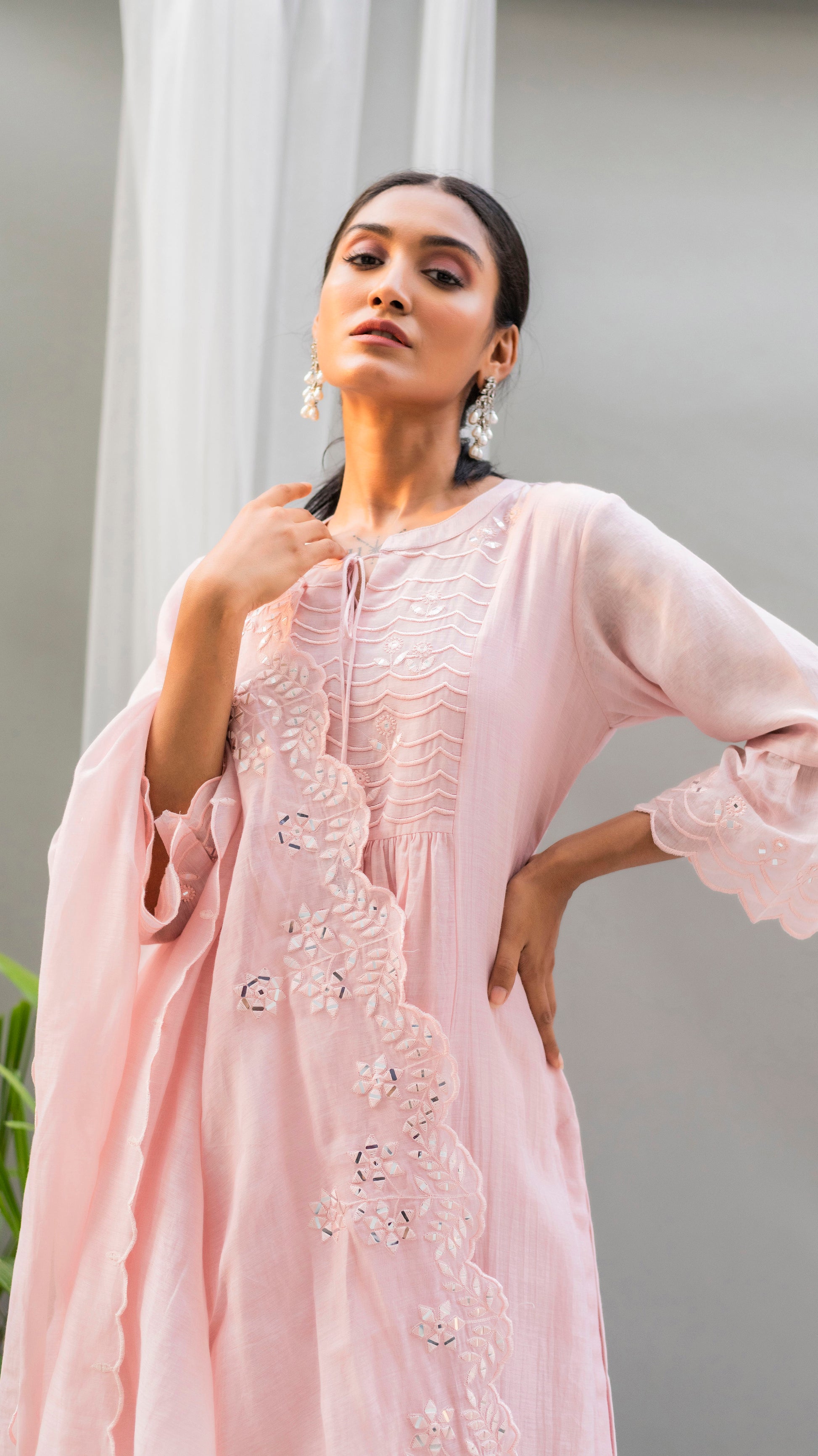 Saadgi A-line Kurta Set (Baby Pink)