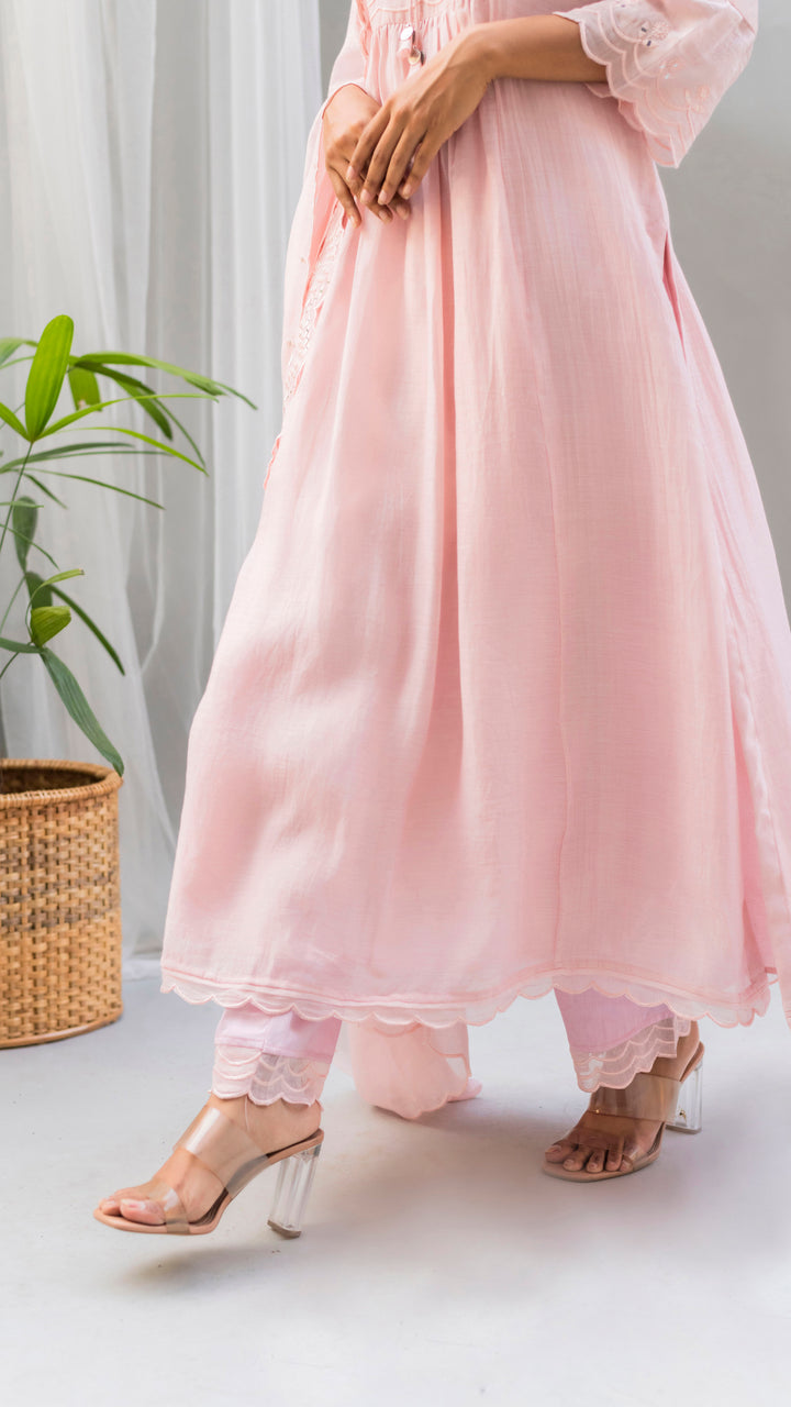 Saadgi A-line Kurta Set (Baby Pink)