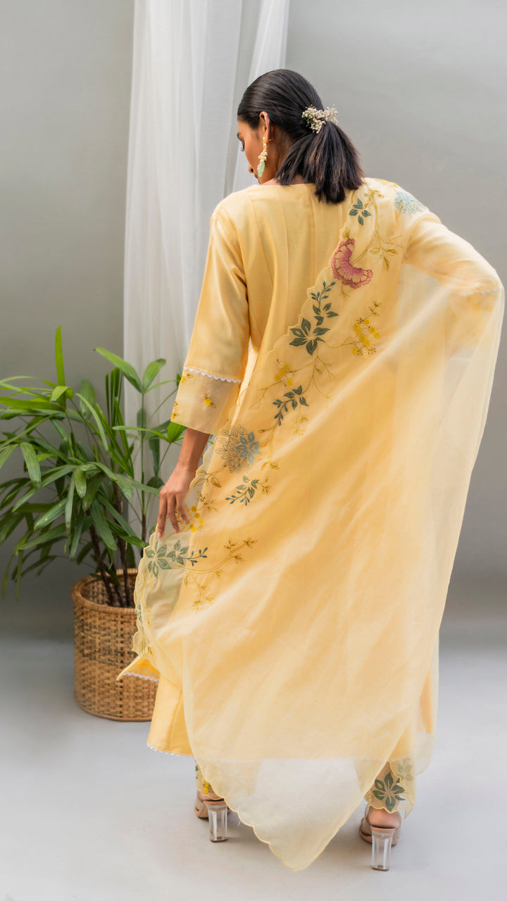 Seher A-line Kurta Set (Tuscany Yellow)
