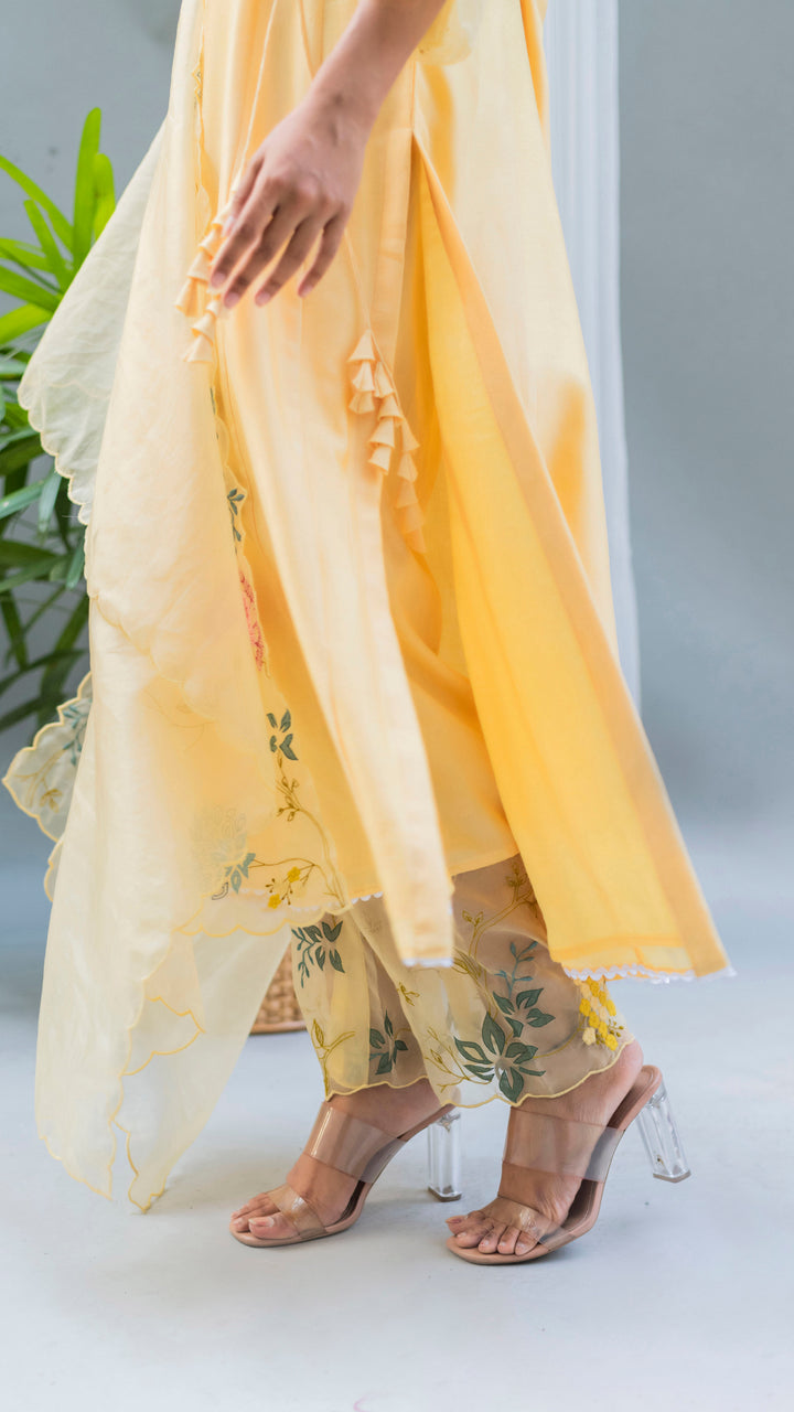 Seher A-line Kurta Set (Tuscany Yellow)
