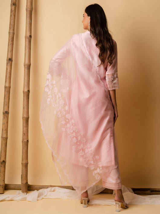 AM Applique Kurta Set (Blush Pink)