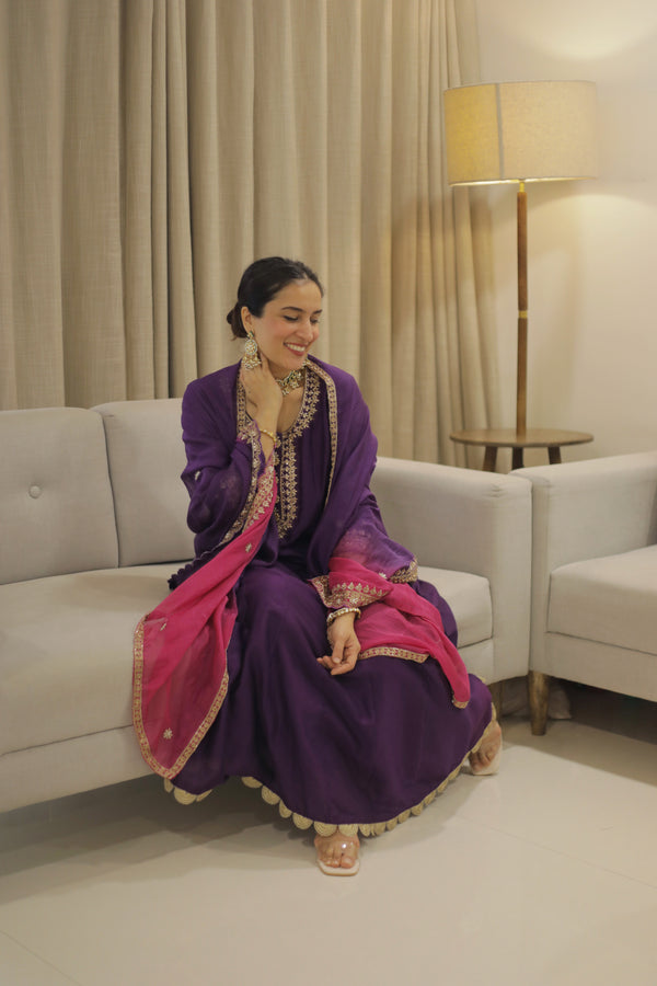 Dahliya Anarkali Set (Dawn Purple)