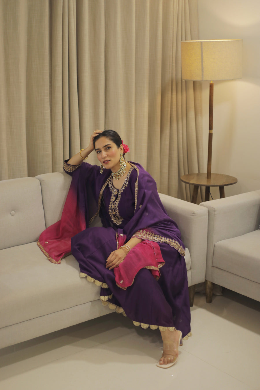 Dahliya Anarkali Set (Dawn Purple)