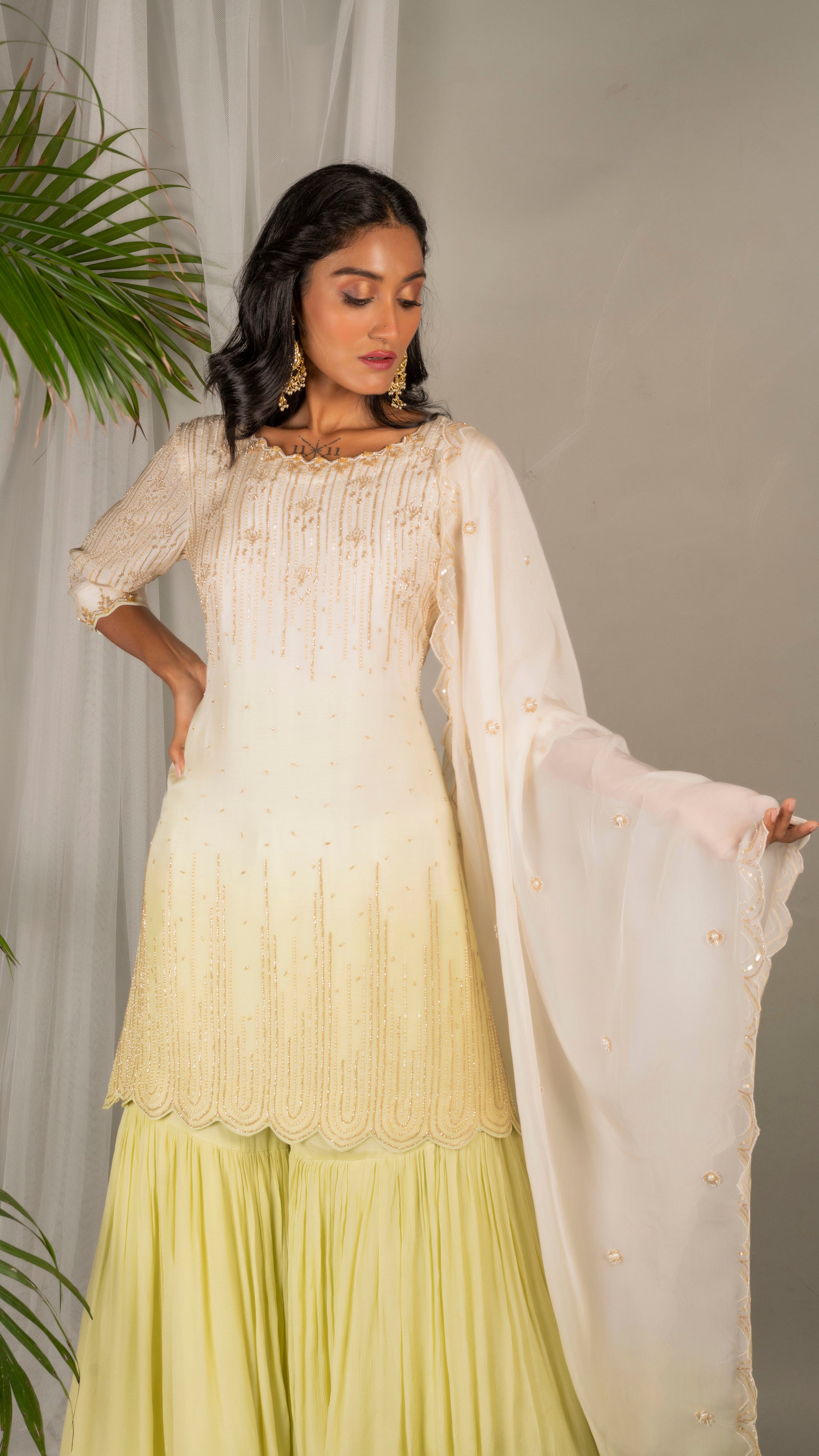 Jasmine Sharara Set (Lime Green)