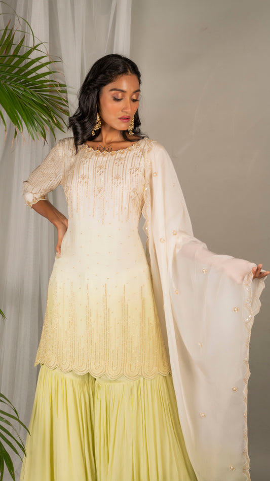 Jasmine Sharara Set (Lime Green)